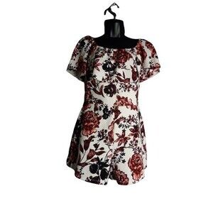Almost Famous Off Shoulder Floral Romper White Pink Size Large